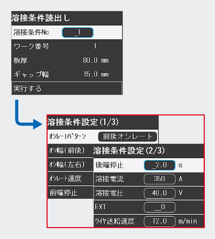 図7 溶接条件読み出し